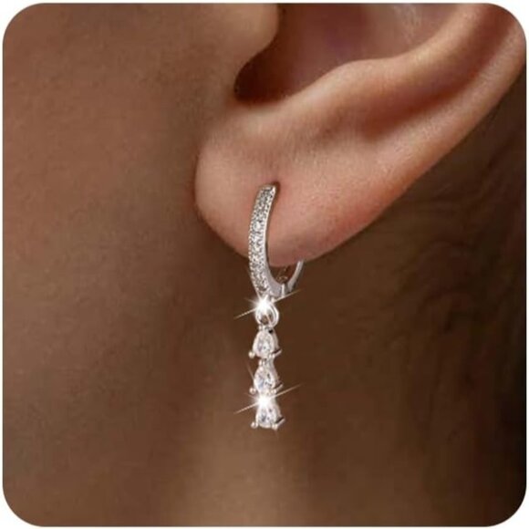 ⚡Gold Silver Dangle Earrings for Women Long Hanging CZ Hypoallergenic Jewelry - Picture 1 of 7